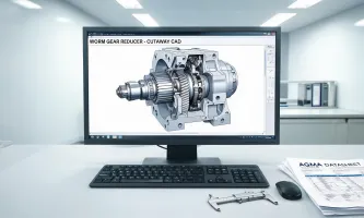 CAD workstation showing reducer model